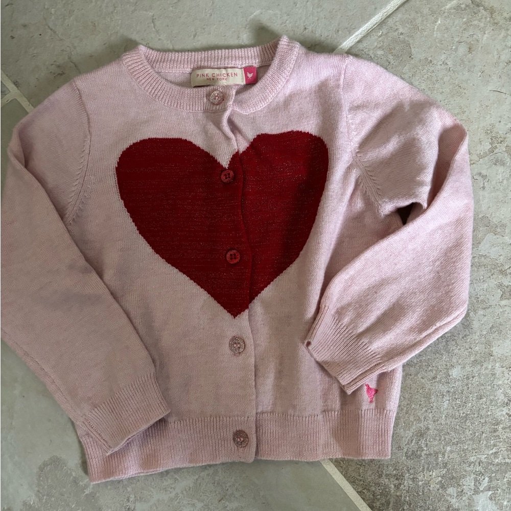 Pink chicken heart cardigan